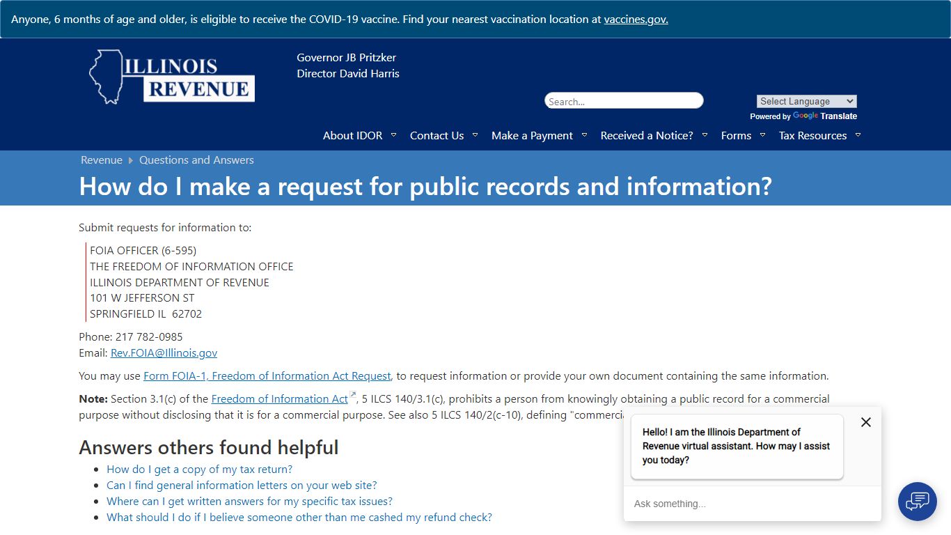 How do I make a request for public records and information ... - Illinois